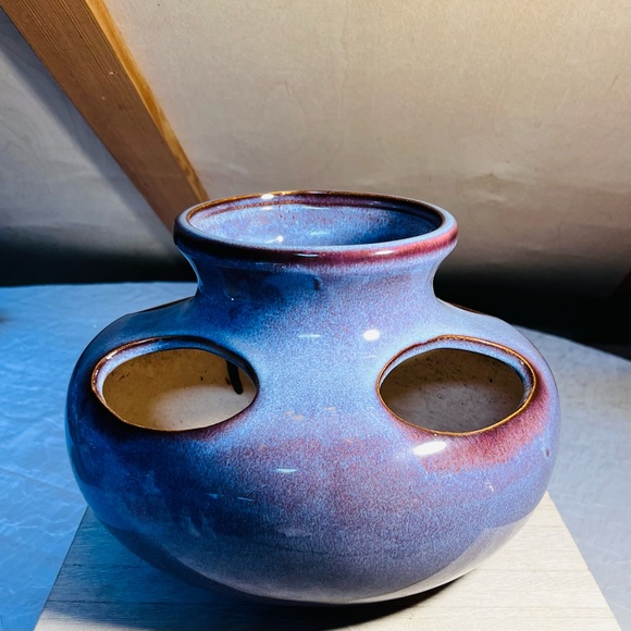 Unique Vintage Accents Vintage Glazed Pottery Five Hole Planter